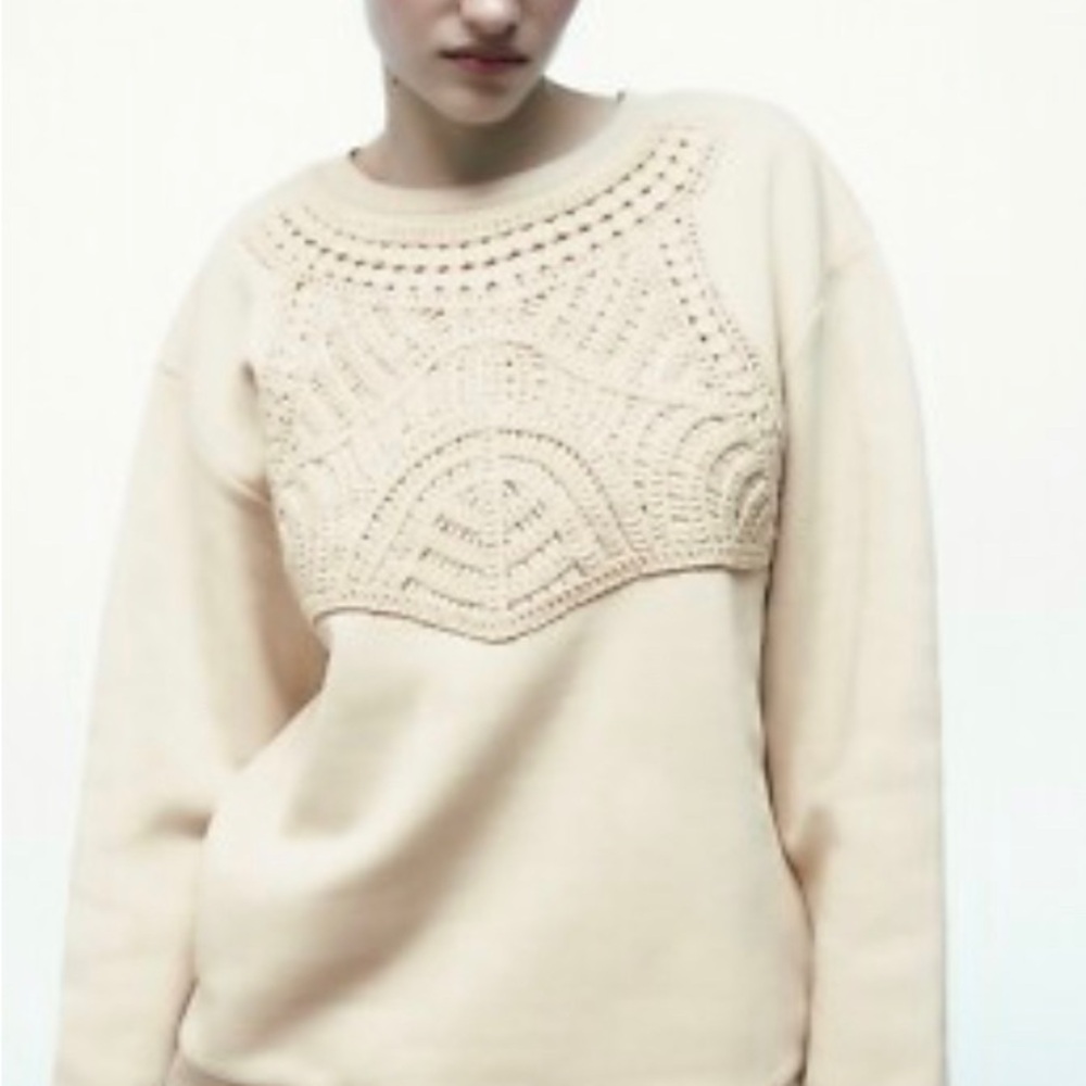 Zara Cream Textured Knit Sweatshirt - Picture 8 of 8
